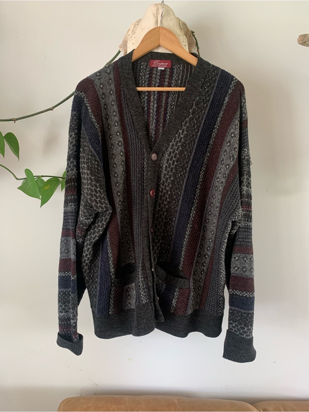 Vintage Striped Knit Button Cardigan Sweater